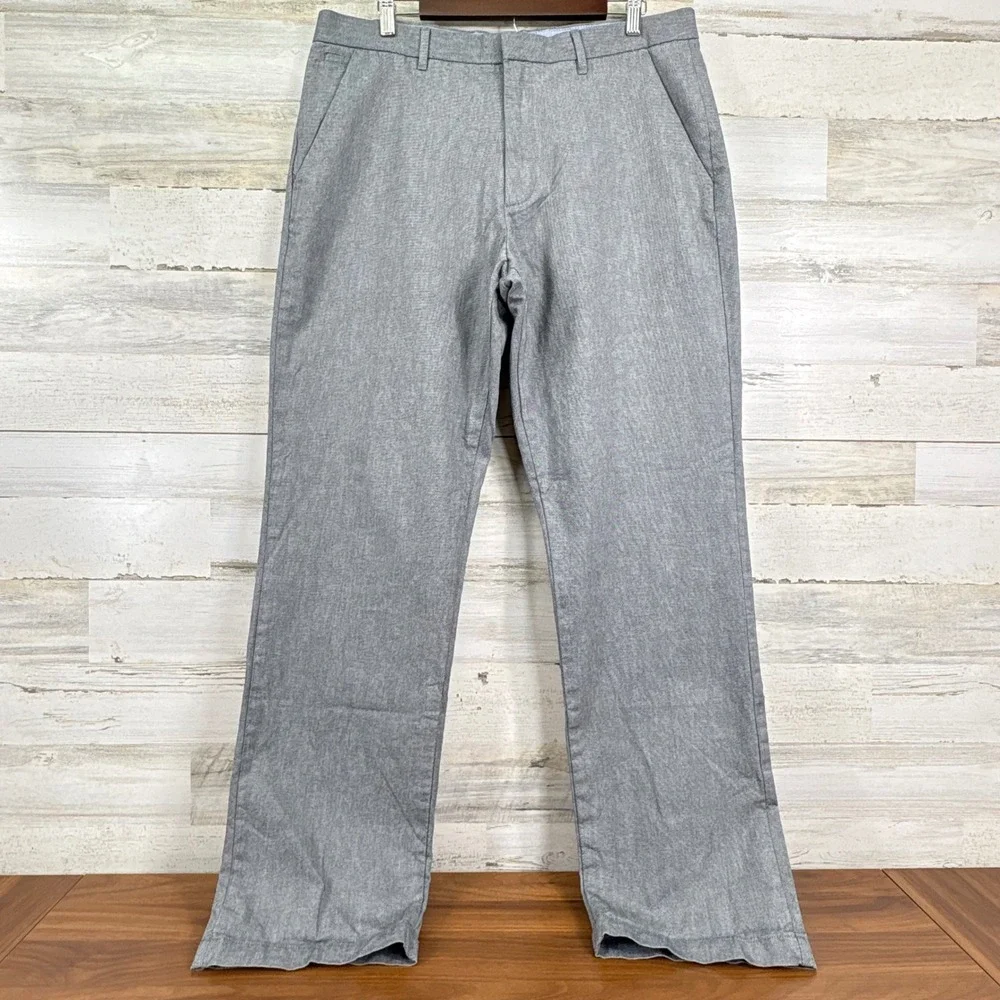 Banana Republic Straight Fit Grey Heather Cotton Dress Pants 36x34 Mens Trousers